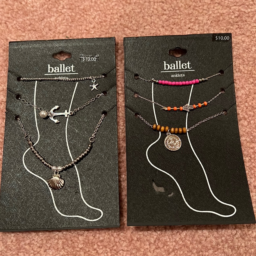 Nwt 6 Adjustable Bohemian Anklets